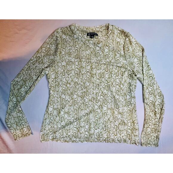 NC International Concepts Sheer Snakeskin Print Long Sleeve Top Size L - Picture 1 of 4